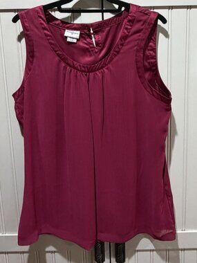 Jaclyn Smith Sleeveless Fuchsia Blouse Women's Size Large Career Casual Top